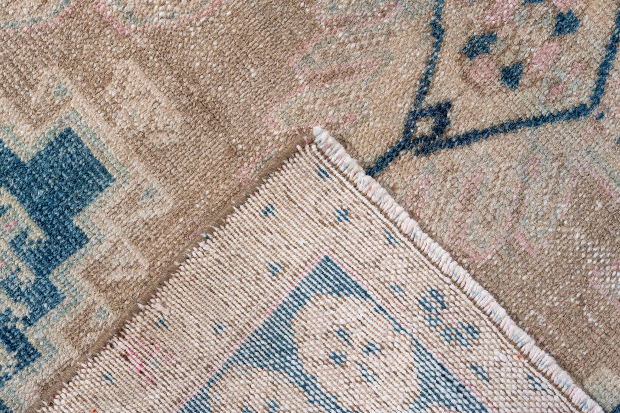 4' x 6' one-of-a-kind handmade vintage Hamadan small size rug. Color palette: blue, brown, gray, light blue, light gray