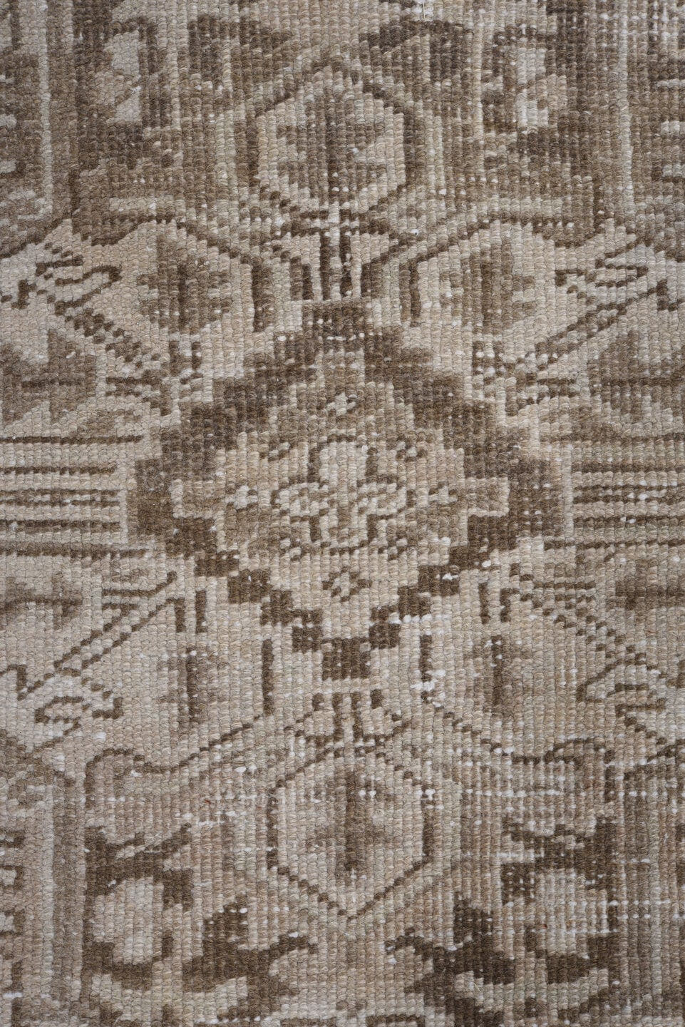 8' x 11' one-of-a-kind handmade antique Heriz large size rug. Color palette: taupe, ivory, beige, camel, brown, gray