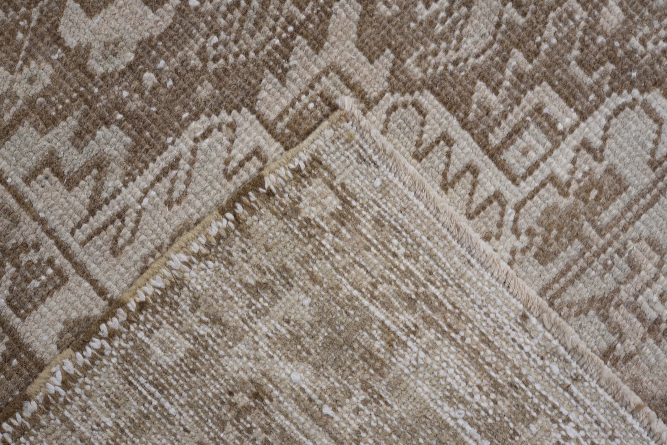 8' x 11' one-of-a-kind handmade antique Heriz large size rug. Color palette: taupe, ivory, beige, camel, brown, gray