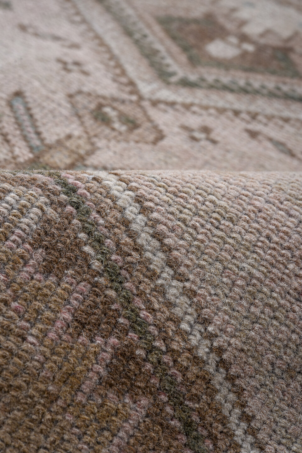 4' x 6' one-of-a-kind handmade antique Hamadan small size rug. Color palette: taupe, blush, brown, ivory, charcoal, sage