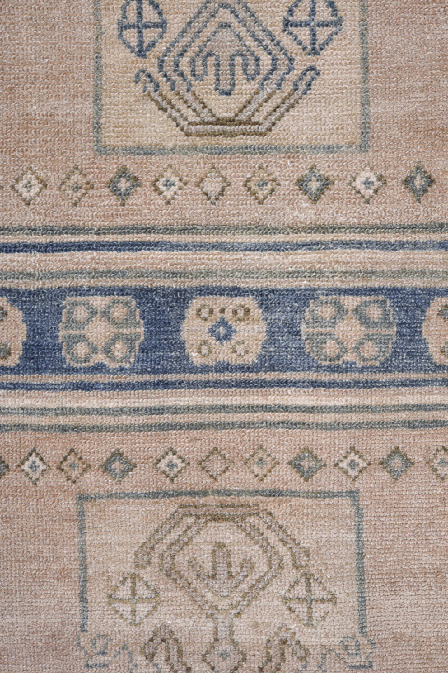 4' x 7' one-of-a-kind handmade antique Hamadan rug. Color palette: navy, ivory, blush, taupe, slate, brown, blue, pink