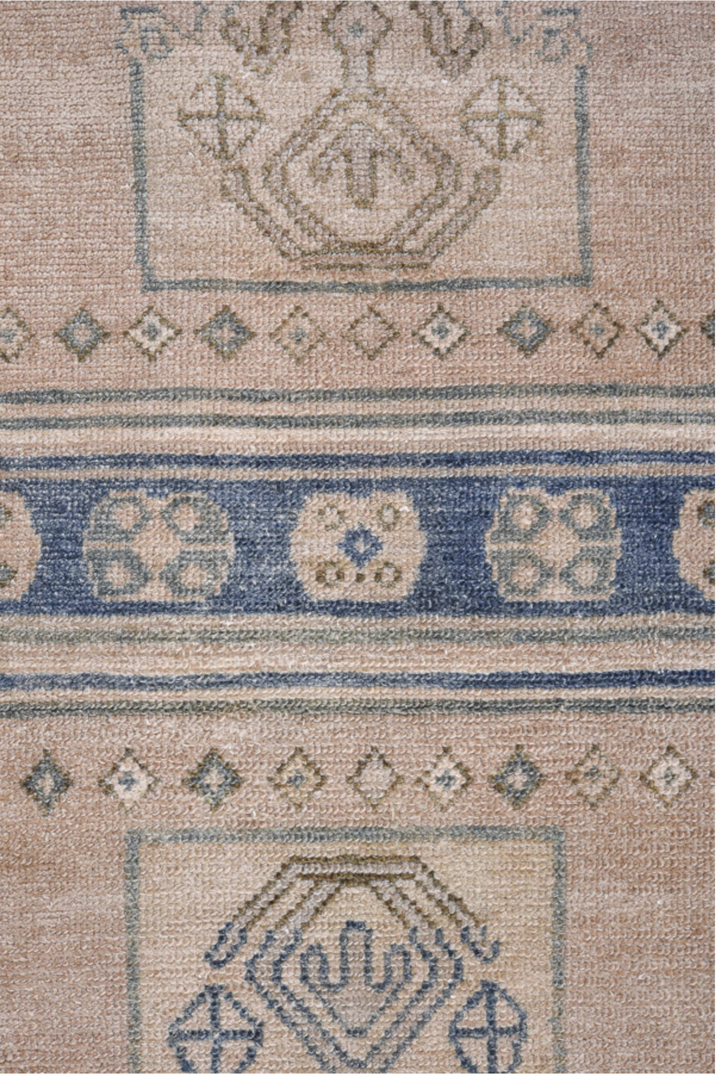 4' x 7' one-of-a-kind handmade antique Hamadan rug. Color palette: navy, ivory, blush, taupe, slate, brown, blue, pink