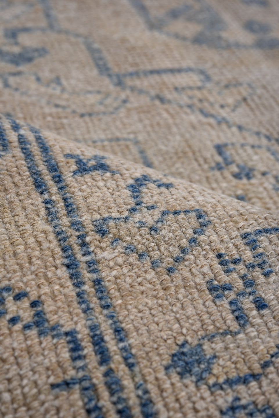 4' x 7' one-of-a-kind handmade antique Hamadan rug. Color palette: ivory, denim, slate, taupe, blue, gray, beige