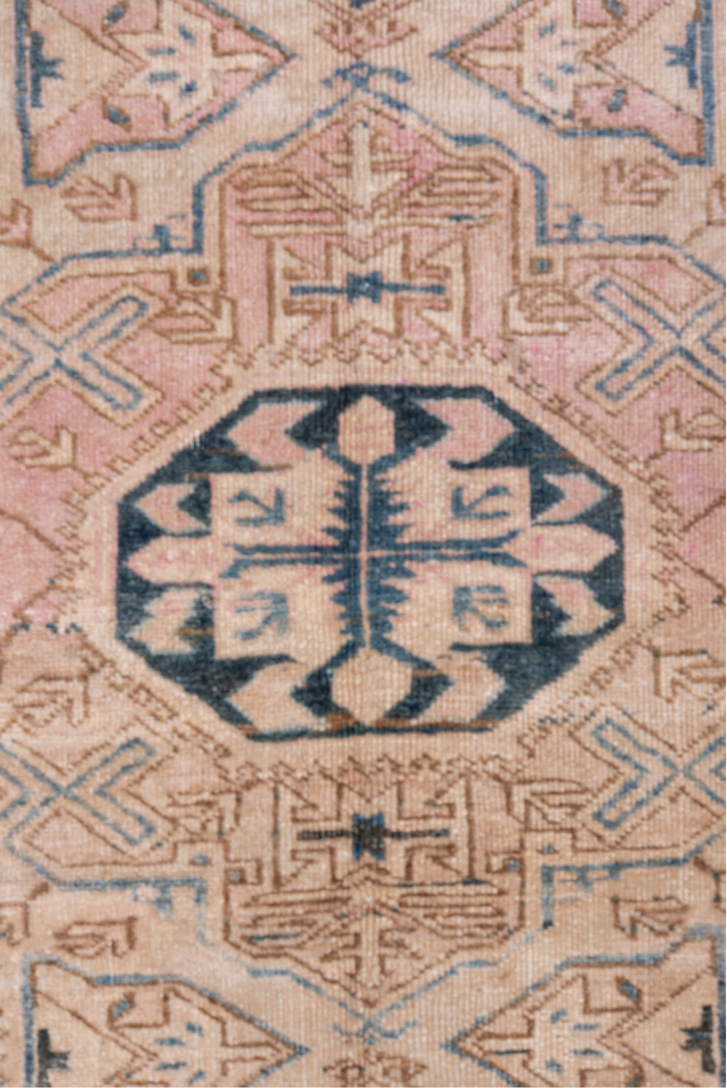 4' x 6' one-of-a-kind handmade antique Ardebil small size rug. Color palette: ivory, faded blue, taupe, blush, charcoal