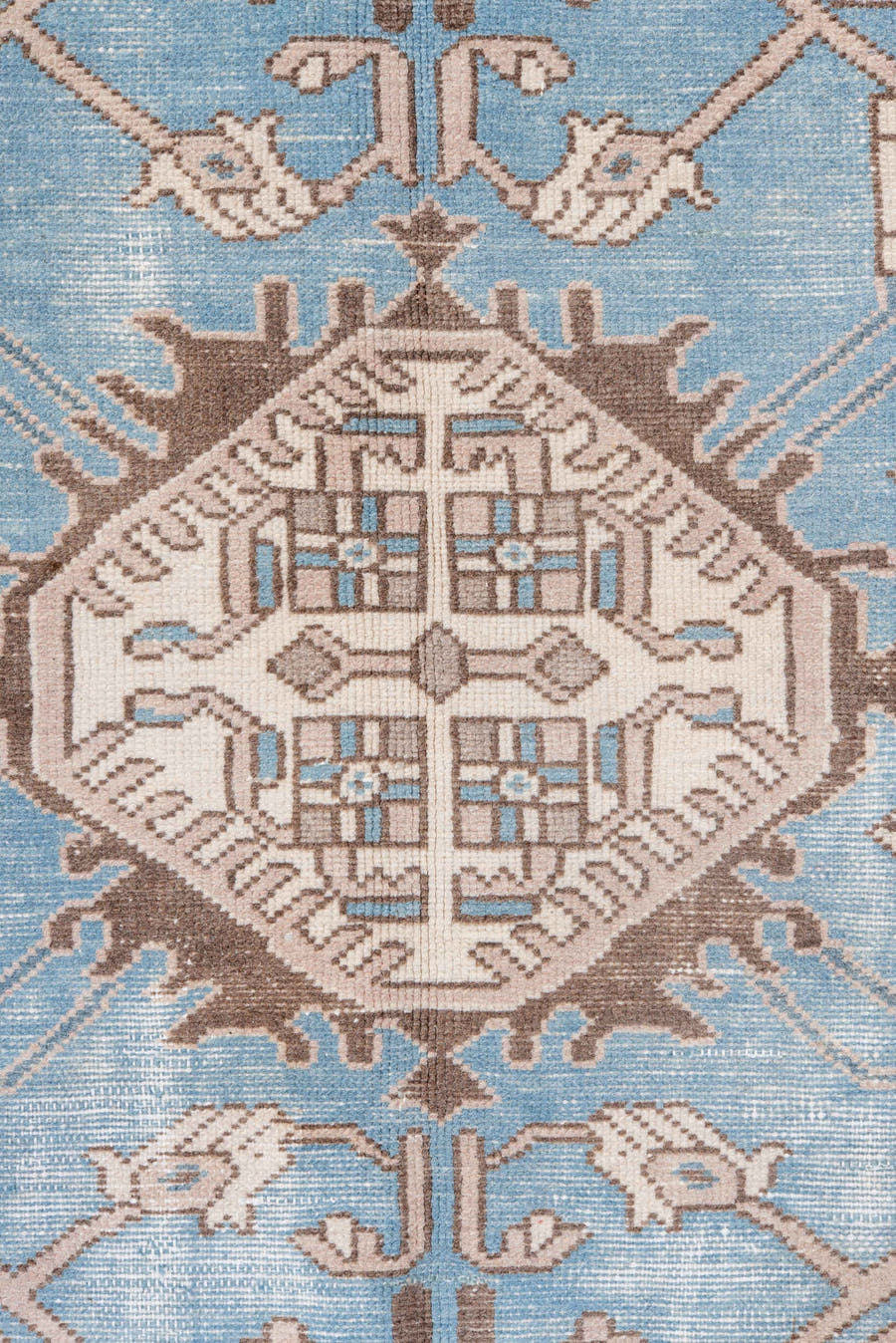 5' x 8' one-of-a-kind handmade antique Hamadan medium size rug. Color palette: taupe, ivory, sky blue, blush, brown, camel