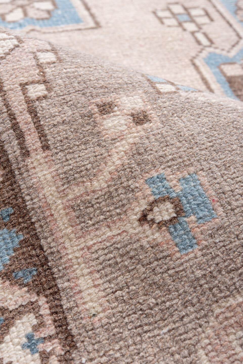 5' x 8' one-of-a-kind handmade antique Hamadan medium size rug. Color palette: taupe, ivory, sky blue, blush, brown, camel