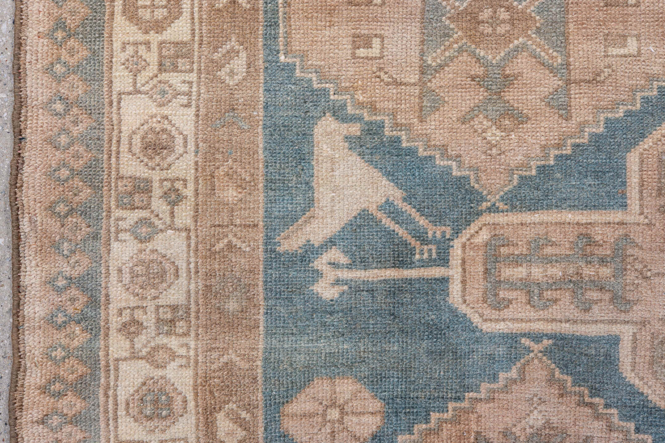 4' x 6' one-of-a-kind handmade antique Malayer small size rug. Color palette: blue, ivory, taupe, beige, brown, blush, gray