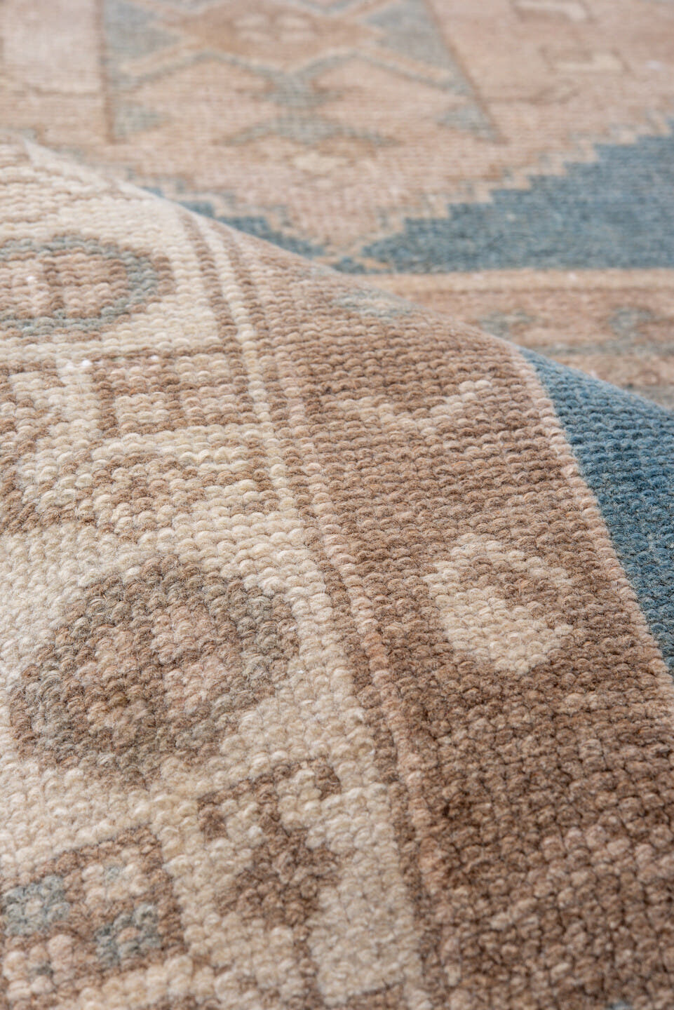 4' x 6' one-of-a-kind handmade antique Malayer small size rug. Color palette: blue, ivory, taupe, beige, brown, blush, gray