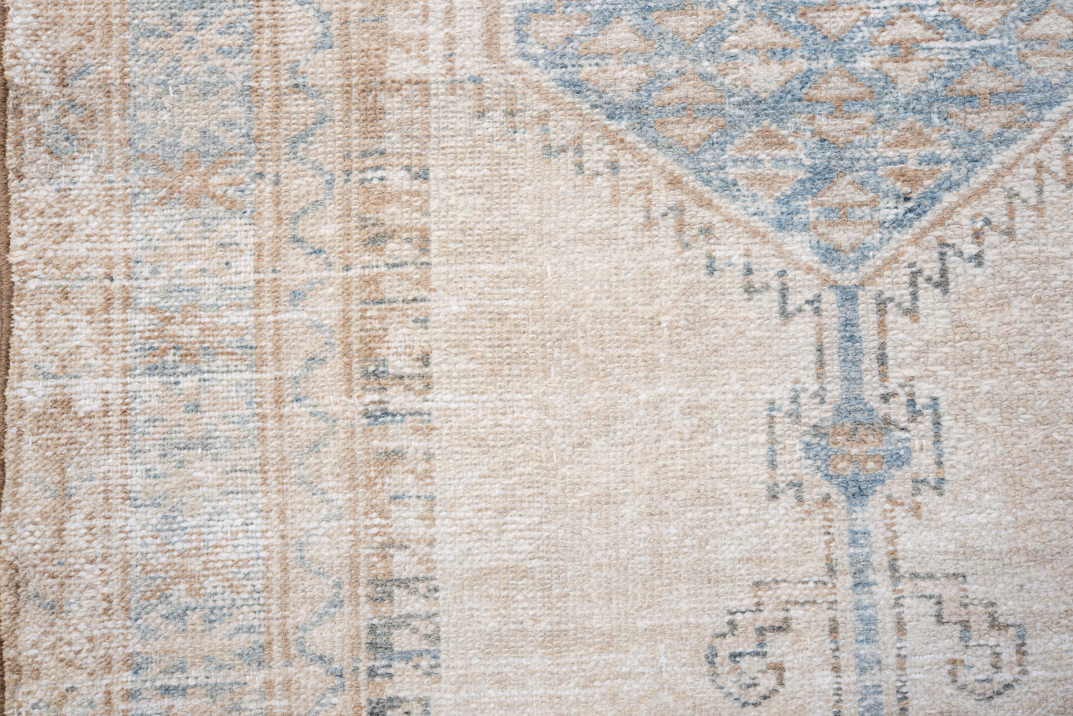 3' x 6' one-of-a-kind handmade vintage Hamadan runner rug. Color palette: ivory, light blue, beige, taupe, slate, gray