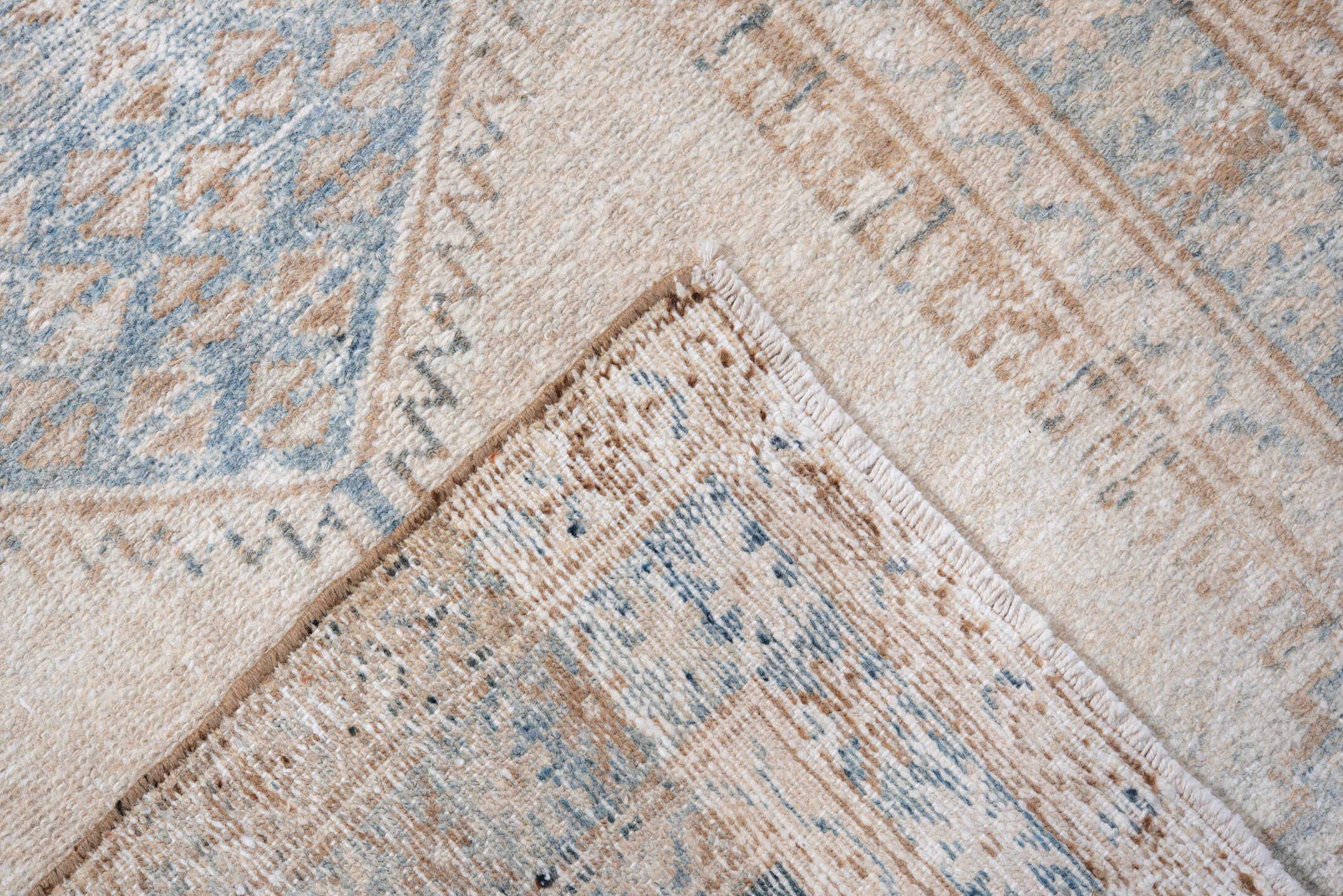 3' x 6' one-of-a-kind handmade vintage Hamadan runner rug. Color palette: ivory, light blue, beige, taupe, slate, gray