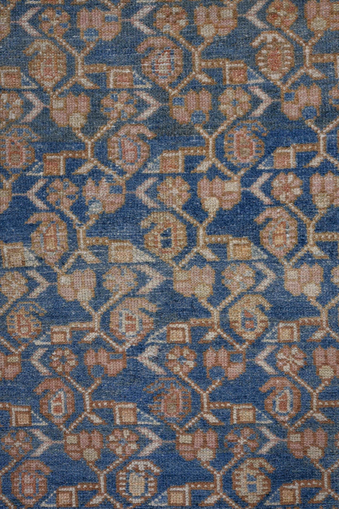 4' x 6' one-of-a-kind handmade antique Malayer small size rug. Color palette: blue, rust, ivory, sky_blue, beige