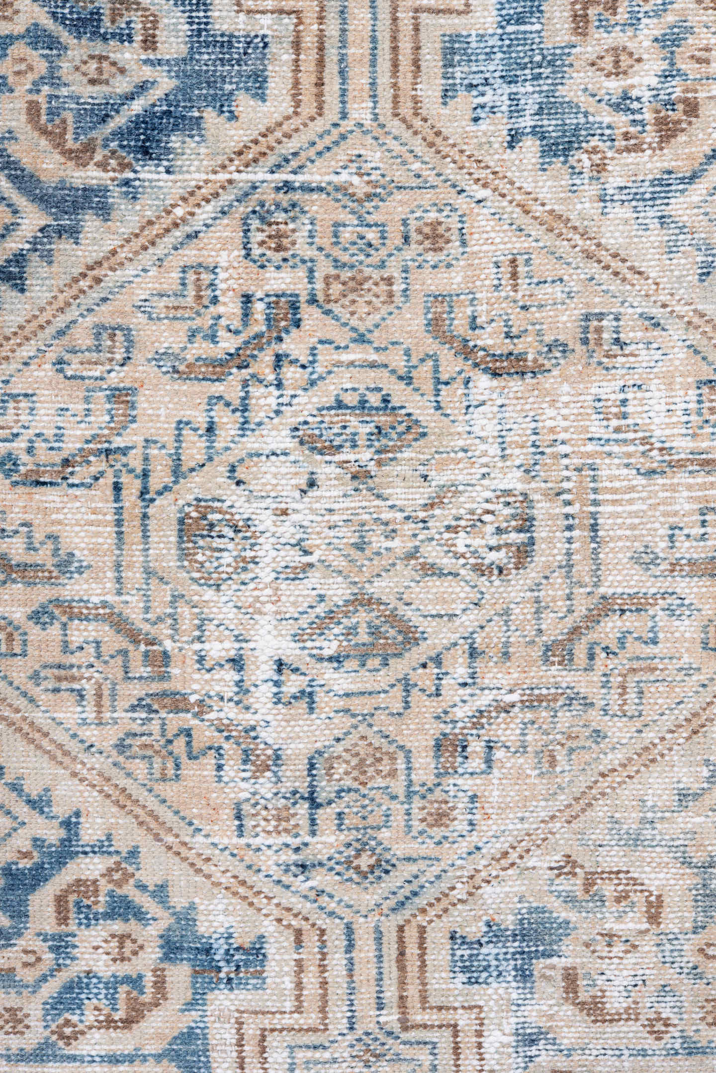 4' x 6' one-of-a-kind handmade vintage Hamadan small size rug. Color palette: ivory, sky blue, camel, taupe, light brown