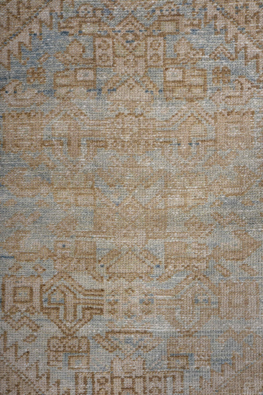 4' x 6' one-of-a-kind handmade antique Malayer small size rug. Color palette: ivory, camel, sky blue, navy, taupe, beige
