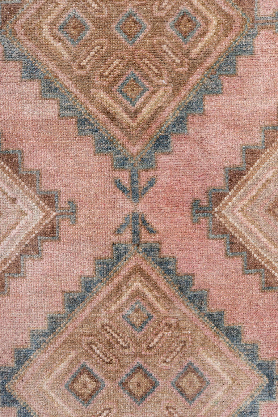 3' x 10' one-of-a-kind handmade vintage Hamadan runner rug. Color palette: rose, taupe, ivory, brown, muted blue, dusty pink