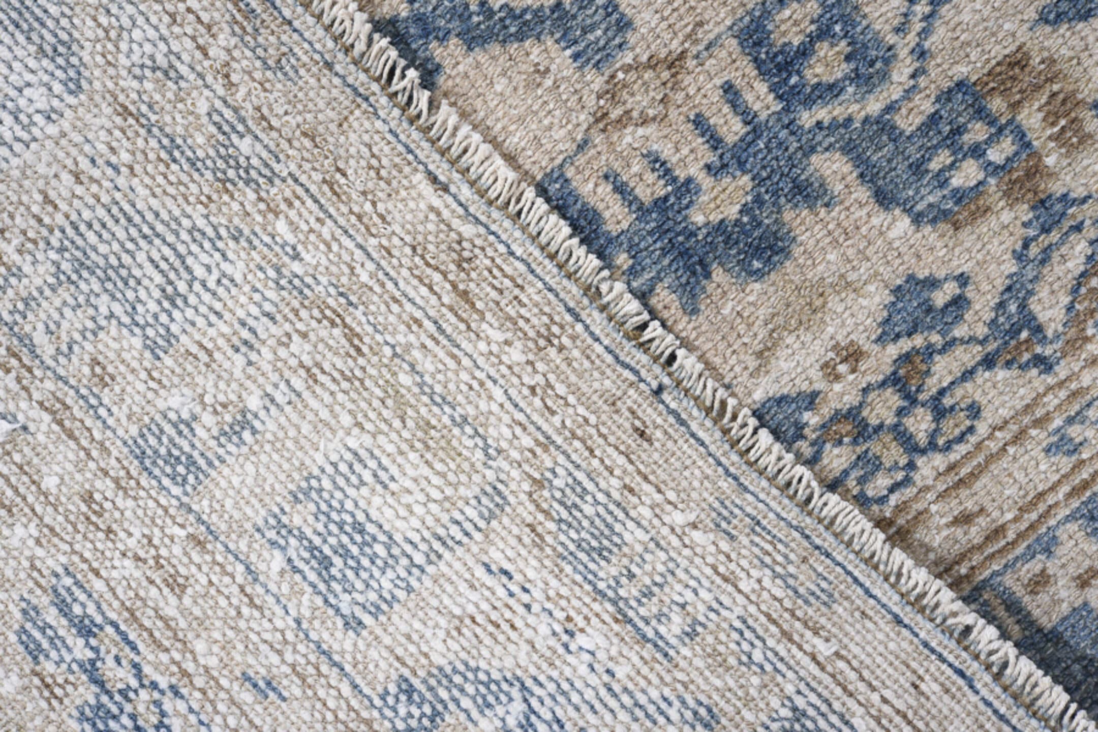 4' x 7' one-of-a-kind handmade antique Hamadan rug. Color palette: ivory, denim, sky blue, taupe, beige, blue, light blue