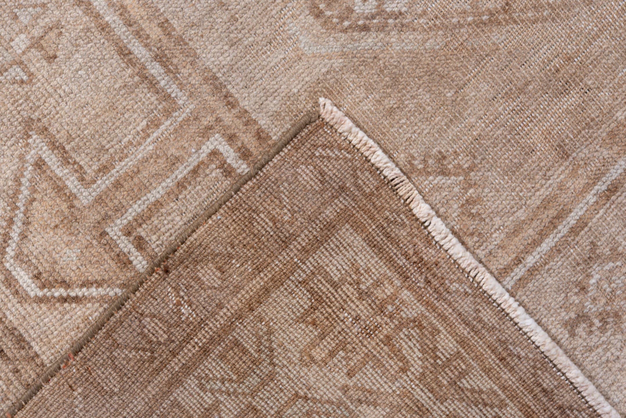 4' x 6' one-of-a-kind handmade vintage Malayer rug. Color palette: ivory, beige, taupe, camel, sand, gray