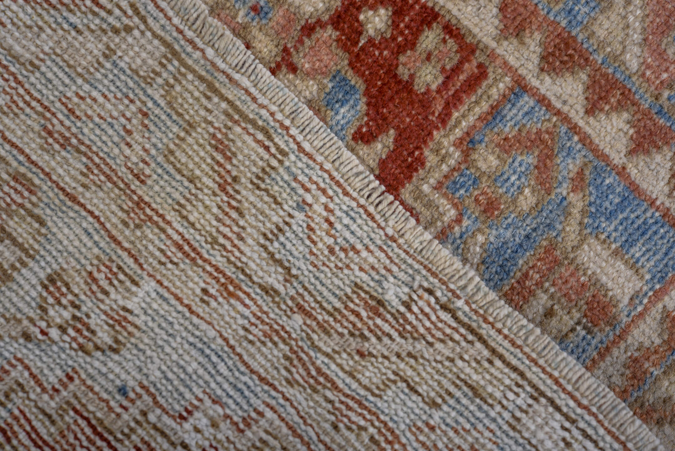 2' x 3' one-of-a-kind handmade vintage Heriz small size rug. Color palette: black, blue, brown, gainsboro, gray, light gray