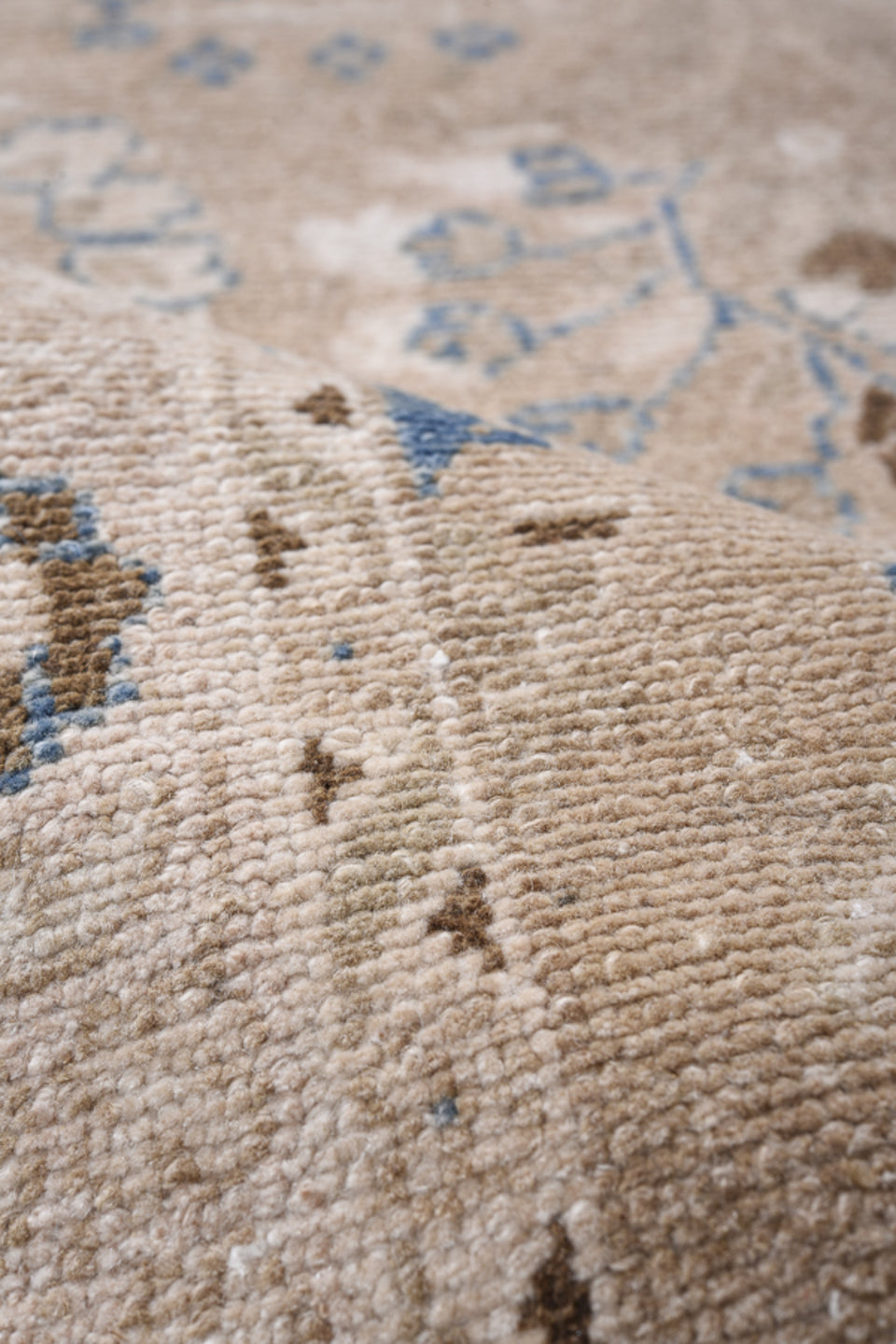 2' x 7' one-of-a-kind handmade vintage Hamadan runner rug. Color palette: blue, brown, gray, light gray, off-white, pink