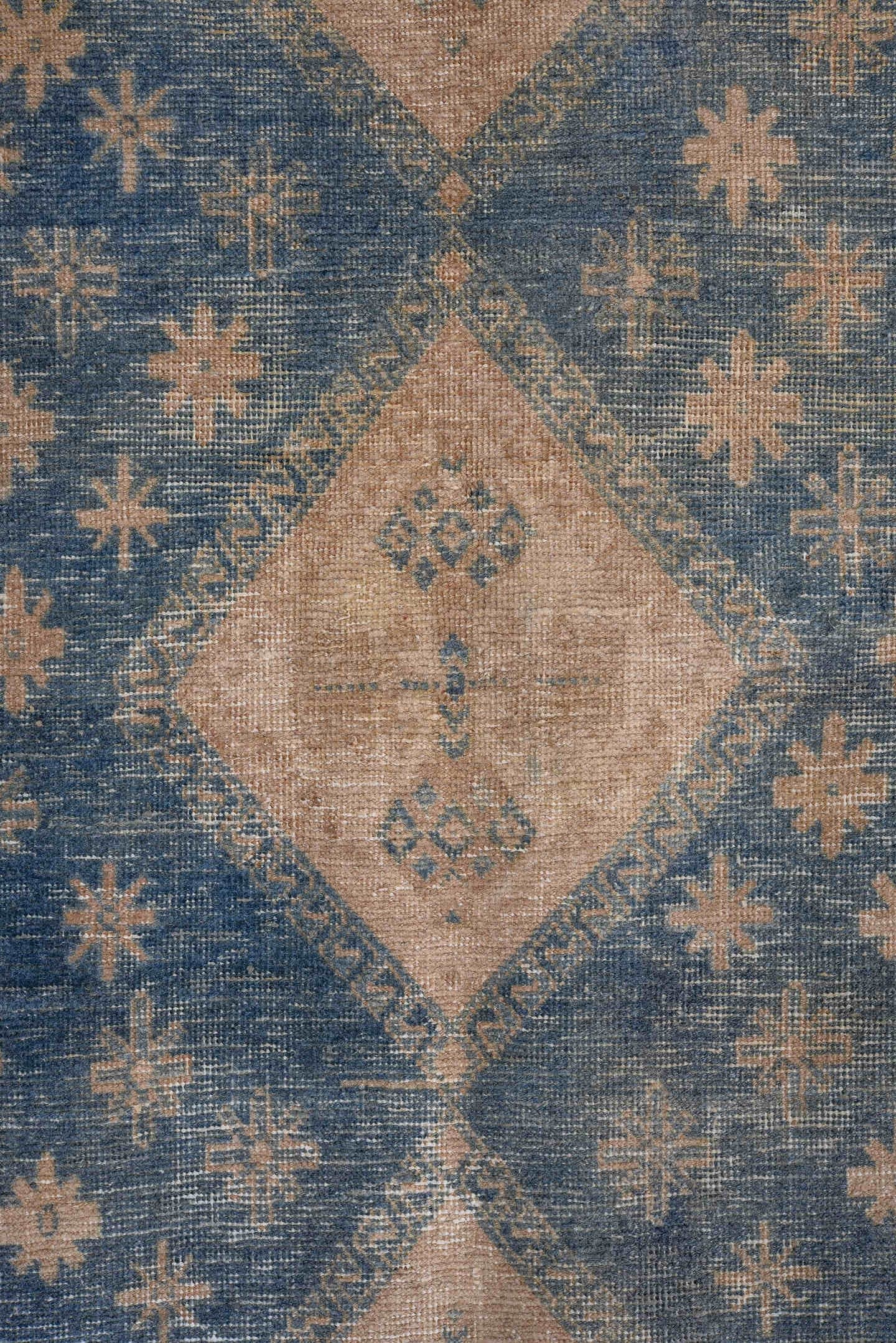 5' x 7' one-of-a-kind handmade antique Afshar rug. Color palette: camel, blue, sand, taupe, ivory, slate, beige, gray