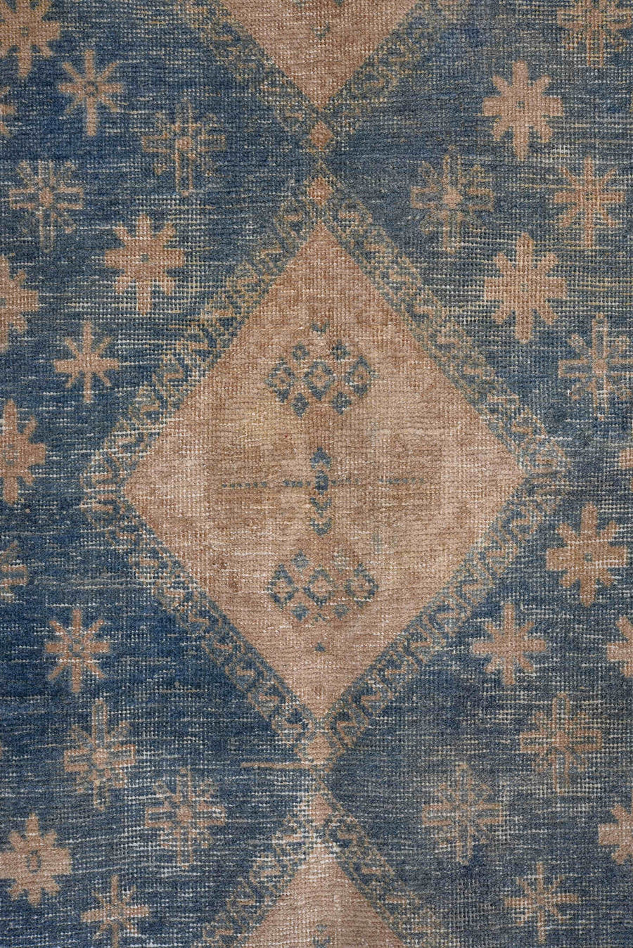 5' x 7' one-of-a-kind handmade antique Afshar rug. Color palette: camel, blue, sand, taupe, ivory, slate, beige, gray