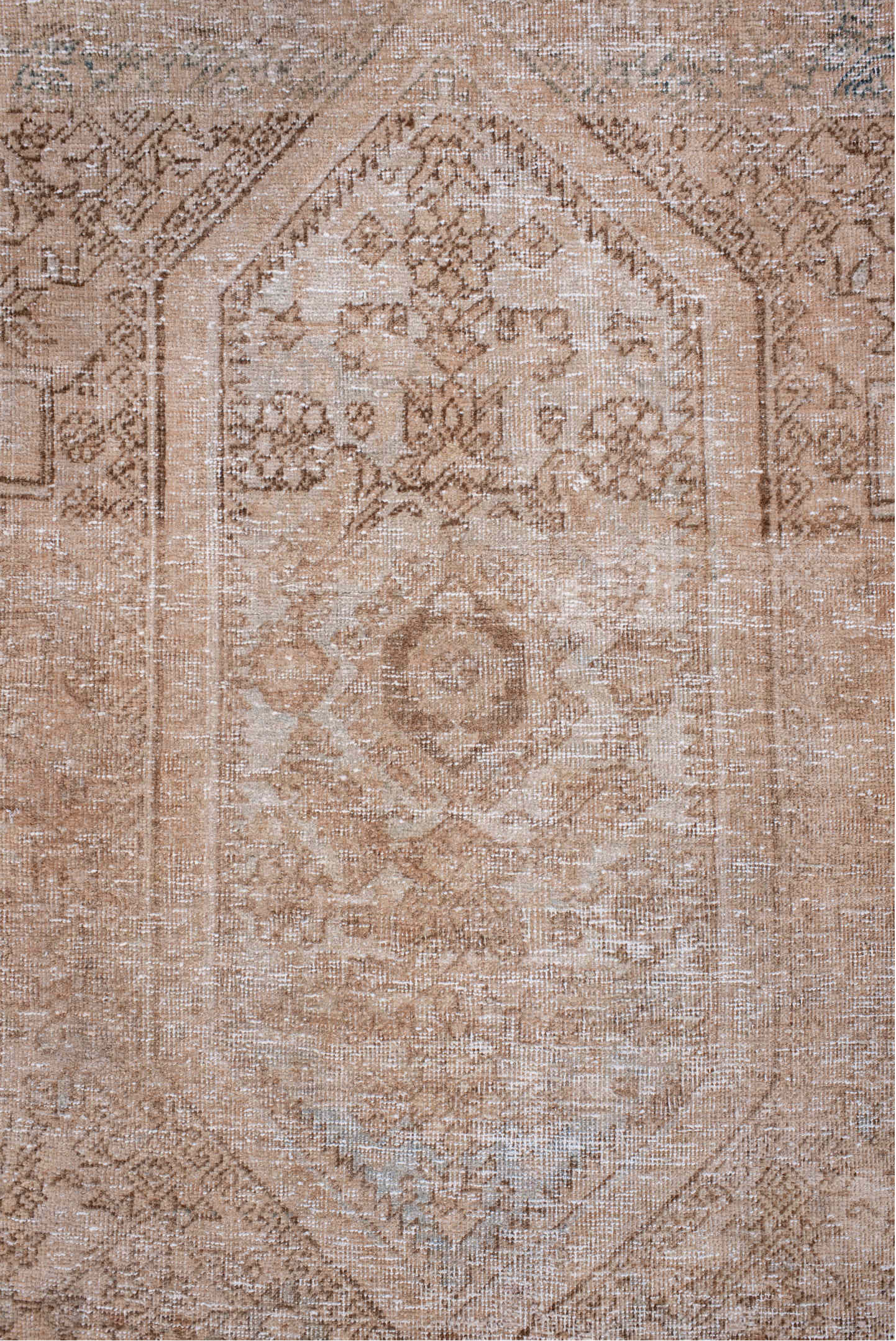 2' x 4' one-of-a-kind handmade vintage Sarouk small size rug. Color palette: camel, ivory, taupe, beige, sage, gray, green