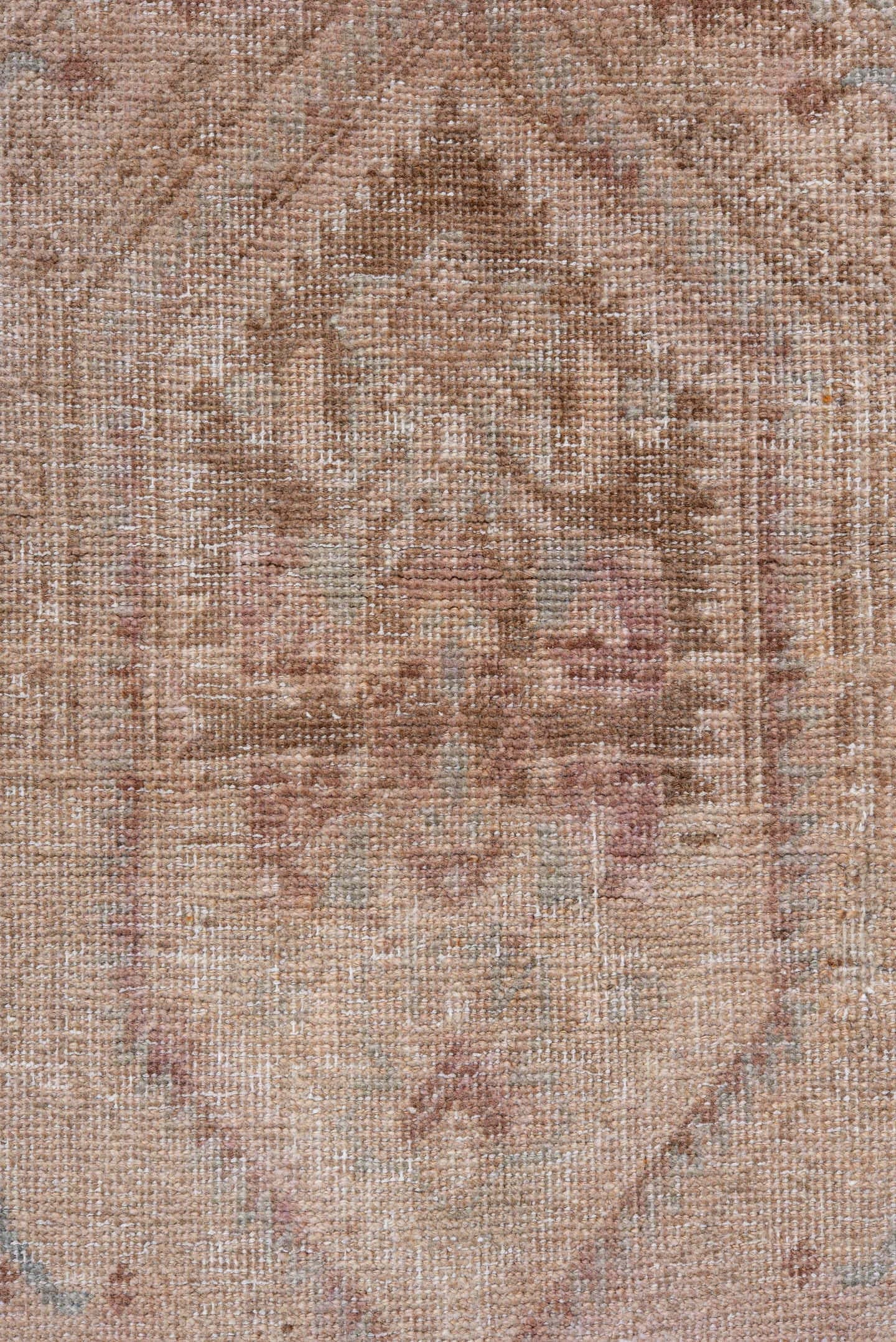 3' x 5' one-of-a-kind handmade antique Sarouk small size rug. Color palette: ivory, blush, dusty rose, pale blue, taupe