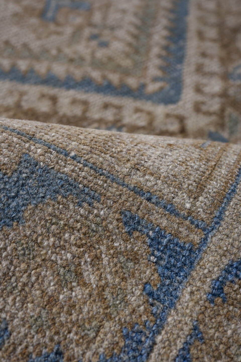 3' x 5' one-of-a-kind handmade antique Bidjar small size rug. Color palette: ivory, taupe, blue, beige, camel, slate, gray