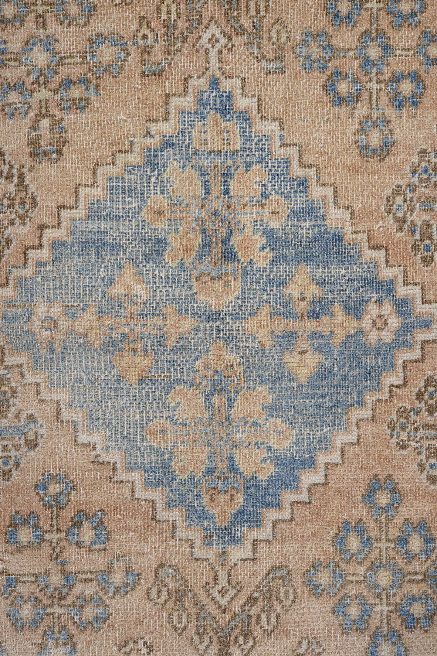 3' x 5' one-of-a-kind handmade antique Abadeh small size rug. Color palette: camel, ivory, pale blue, taupe, brown, beige