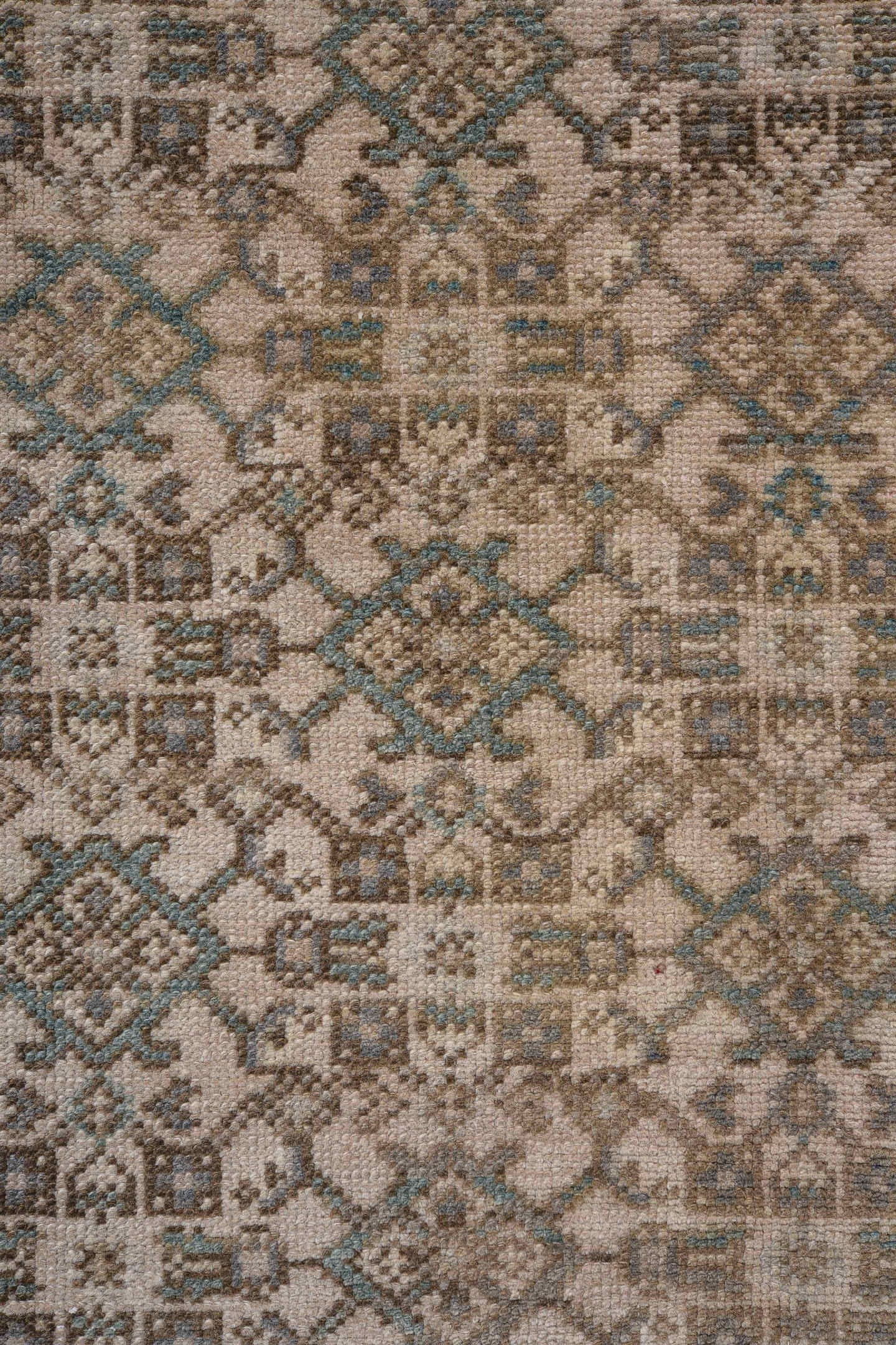 2' x 13' one-of-a-kind handmade antique Hamadan runner rug. Color palette: ivory, taupe, camel, slate, aqua, brown, beige