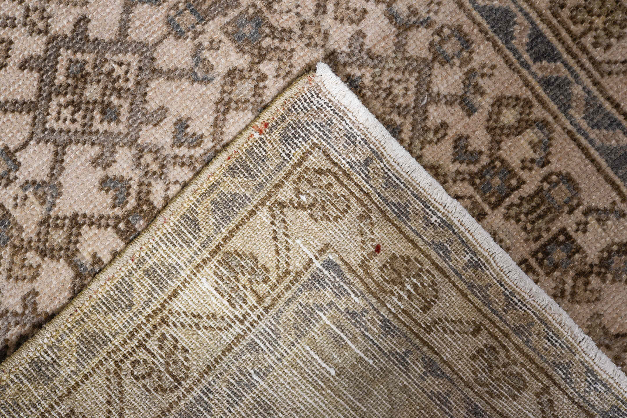 2' x 13' one-of-a-kind handmade antique Hamadan runner rug. Color palette: ivory, taupe, camel, slate, aqua, brown, beige