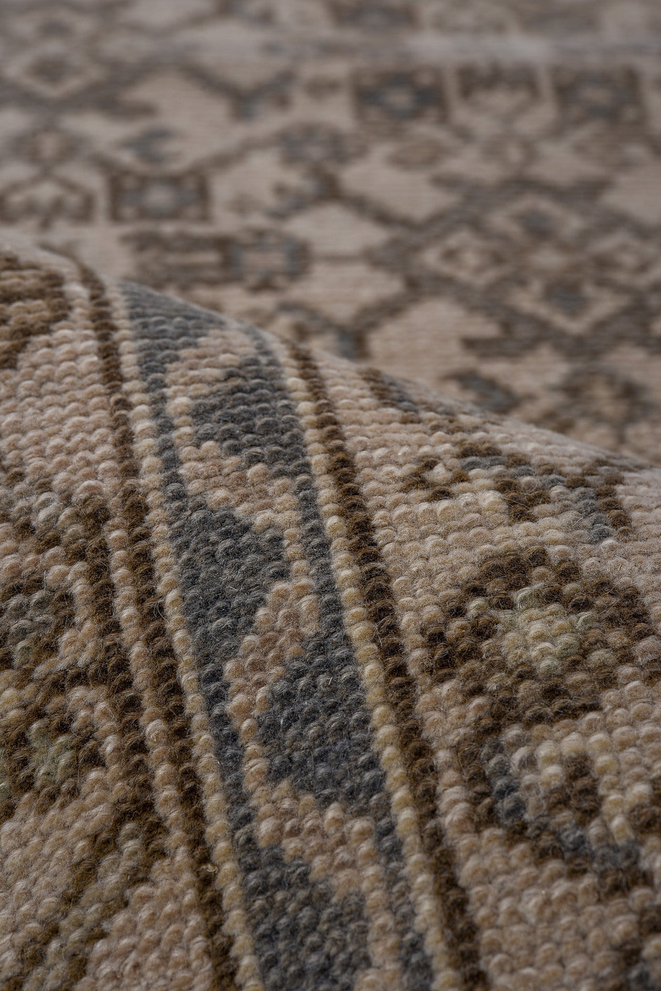 2' x 13' one-of-a-kind handmade vintage Hamadan runner rug. Color palette: black, brown, dim gray, gray, light gray