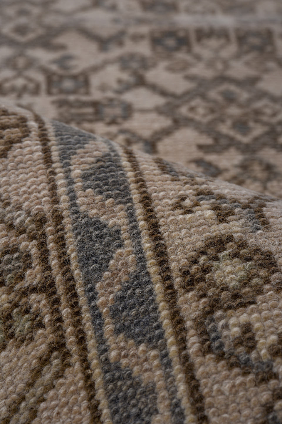 2' x 13' one-of-a-kind handmade antique Hamadan runner rug. Color palette: ivory, taupe, camel, slate, aqua, brown, beige