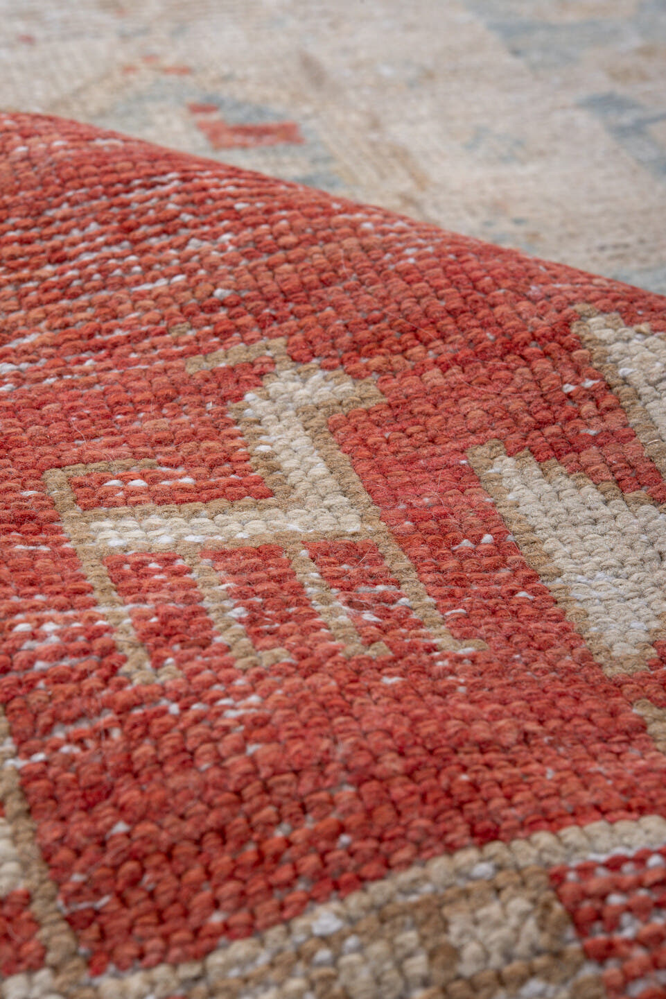 3' x 10' one-of-a-kind handmade antique NW Persian runner rug. Color palette: rust, ivory, pale blue, terracotta, cream