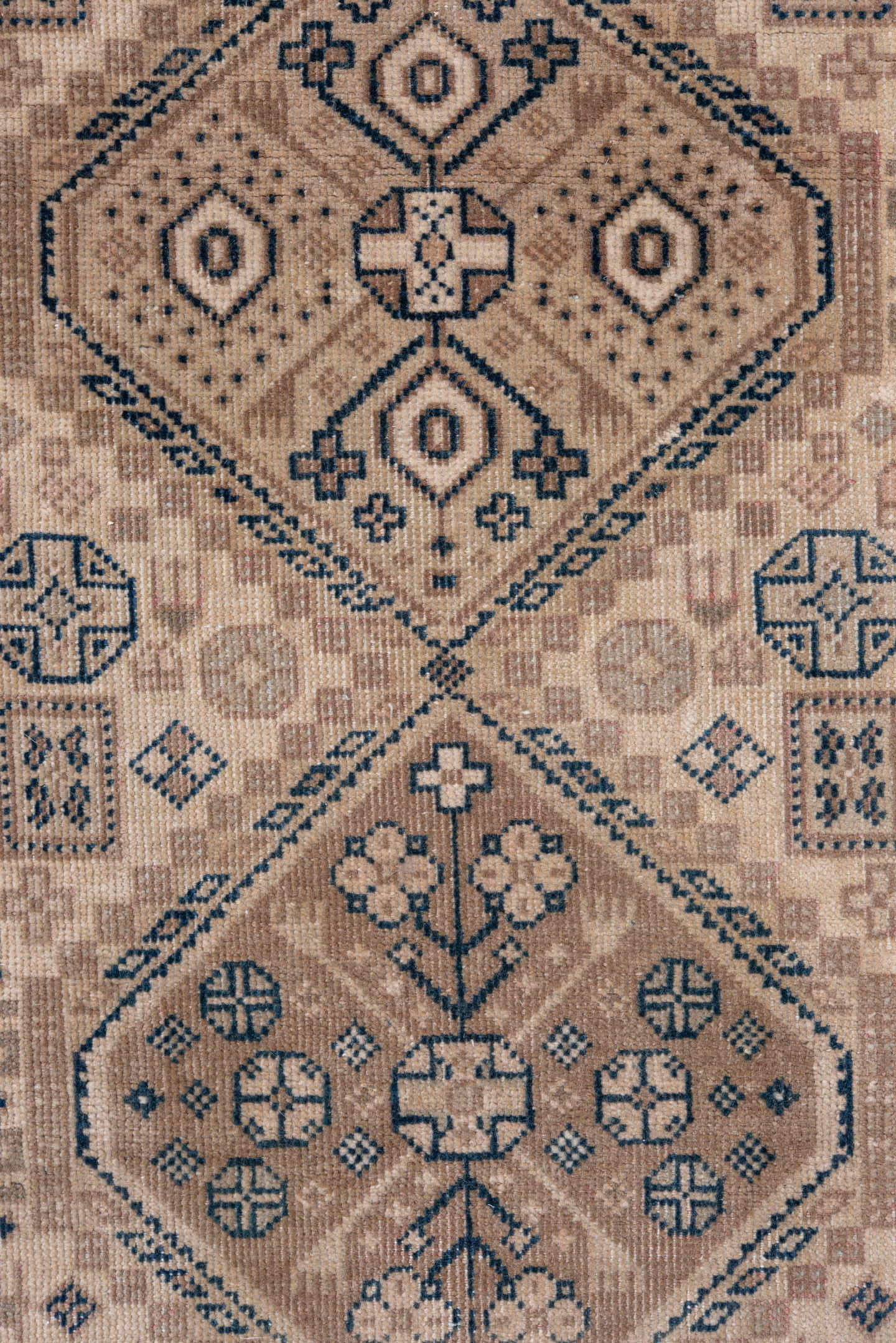 2' x 8' one-of-a-kind handmade antique Sivas runner rug. Color palette: taupe, ivory, dusty rose, slate, beige, brown, gray