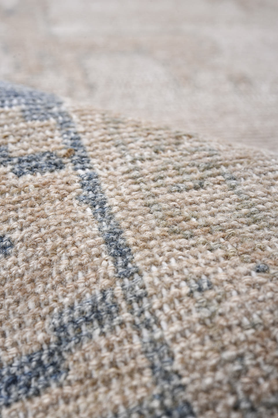 4' x 9' one-of-a-kind handmade antique NW Persian runner rug. Color palette: ivory, pale blue, beige, sand, taupe, camel