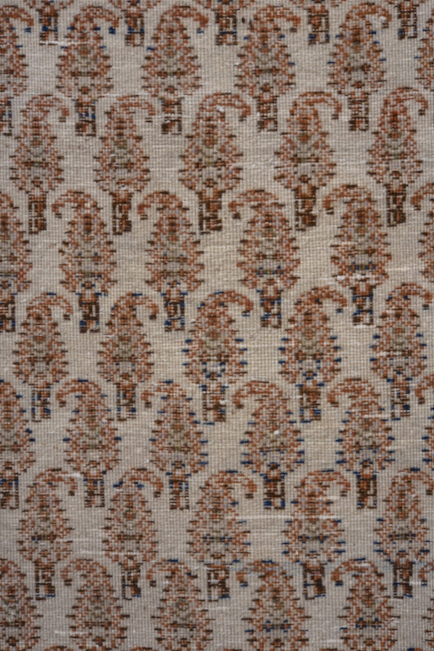 2' x 8' one-of-a-kind handmade antique Tabriz runner rug. Color palette: ivory, rust, camel, blue, rose, taupe, terracotta