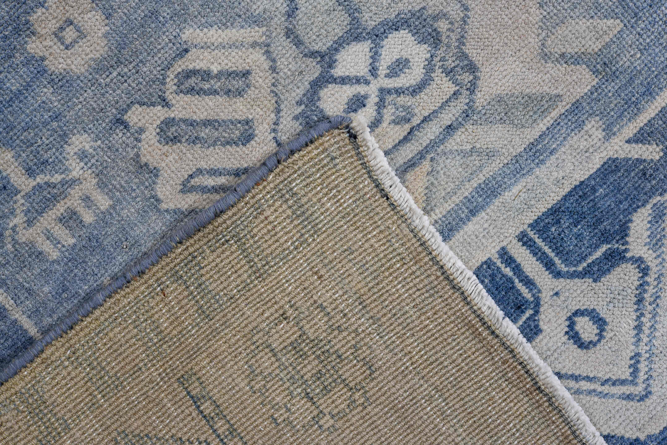 3' x 7' one-of-a-kind handmade vintage Bidjar rug. Color palette: blue, dark gray, dim gray, fiord, gray, light blue