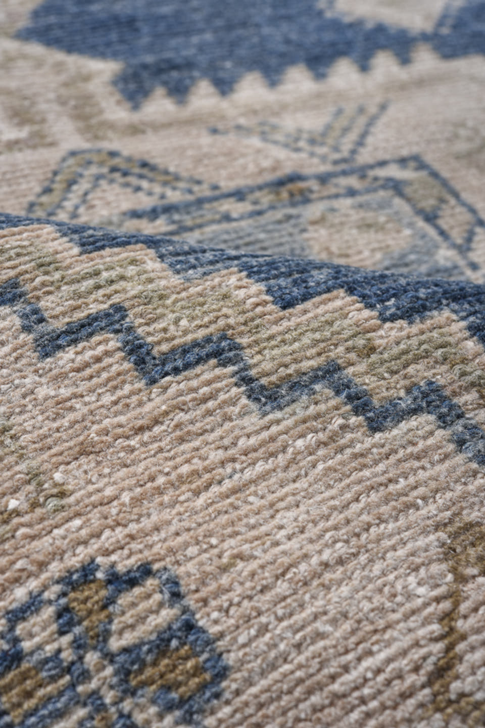 3' x 4' one-of-a-kind handmade antique Hamadan small size rug. Color palette: ivory, navy, light blue, taupe, beige, brown