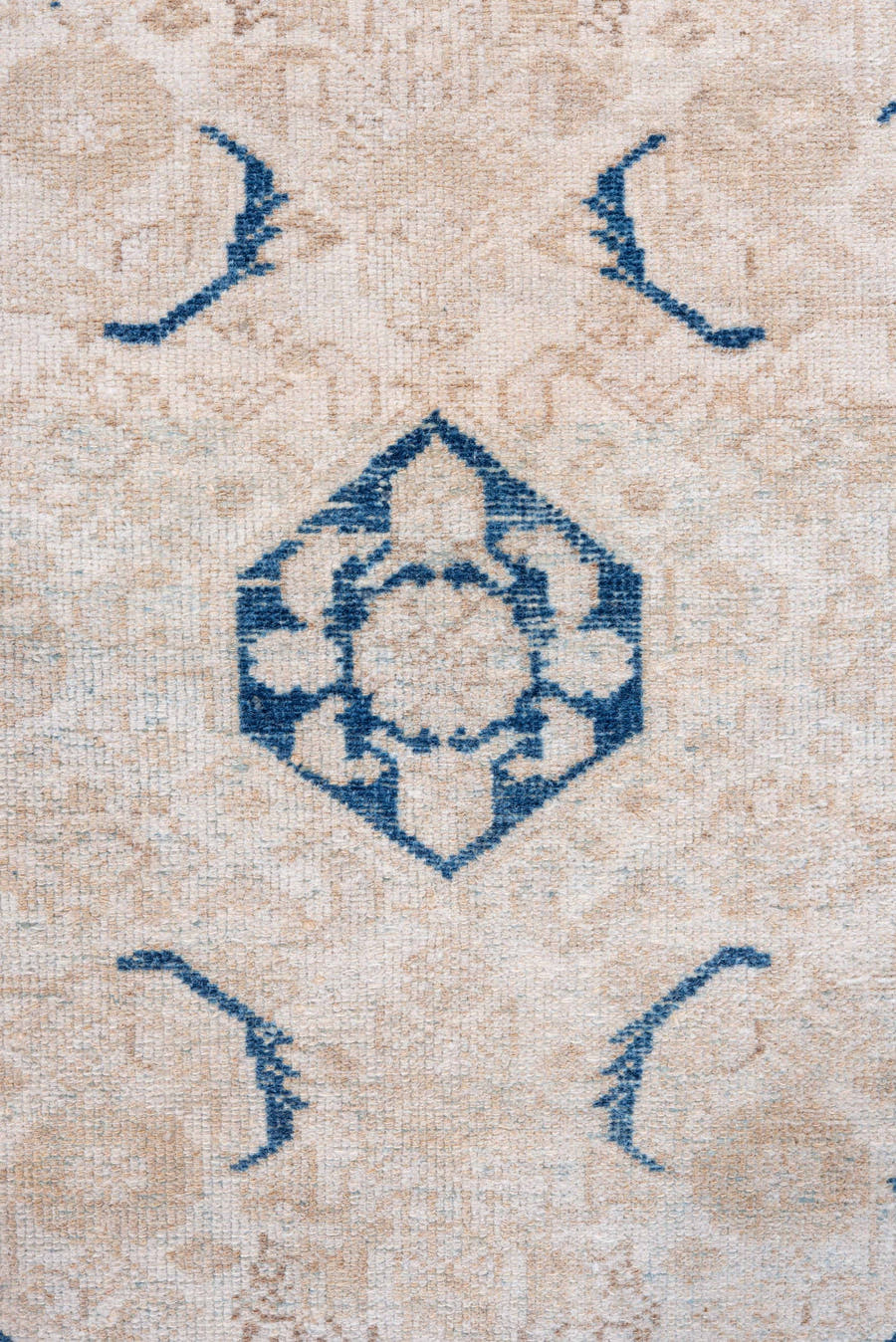 2' x 3' one-of-a-kind handmade antique Malayer small size rug. Color palette: ivory, beige, indigo, cream, taupe, purple