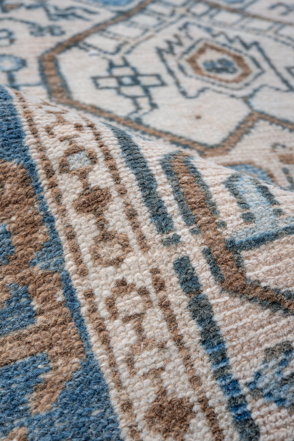 3' x 6' one-of-a-kind handmade vintage Hamadan runner rug. Color palette: ivory, sky_blue, taupe, camel, slate_blue, beige