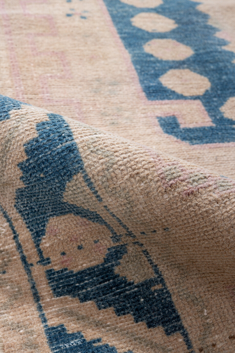 4' x 5' one-of-a-kind handmade vintage Hamadan small size rug. Color palette: ivory, blue, blush, cream, taupe, pink, beige
