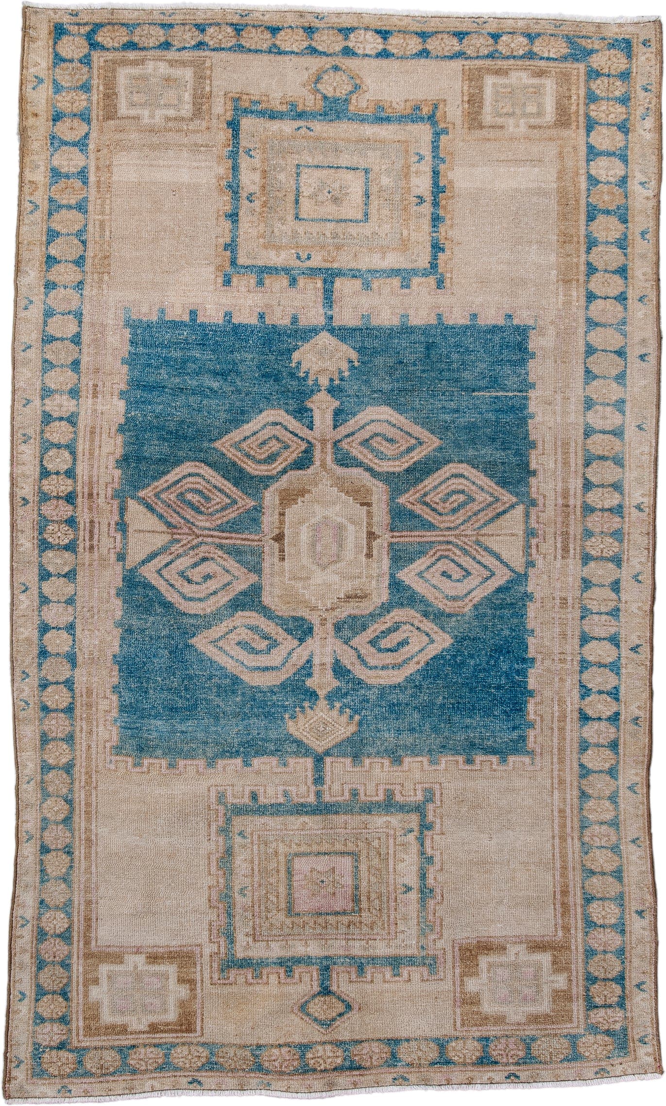 4' x 6' one-of-a-kind handmade antique Hamadan small size rug. Color palette: ivory, sky blue, beige, taupe, camel