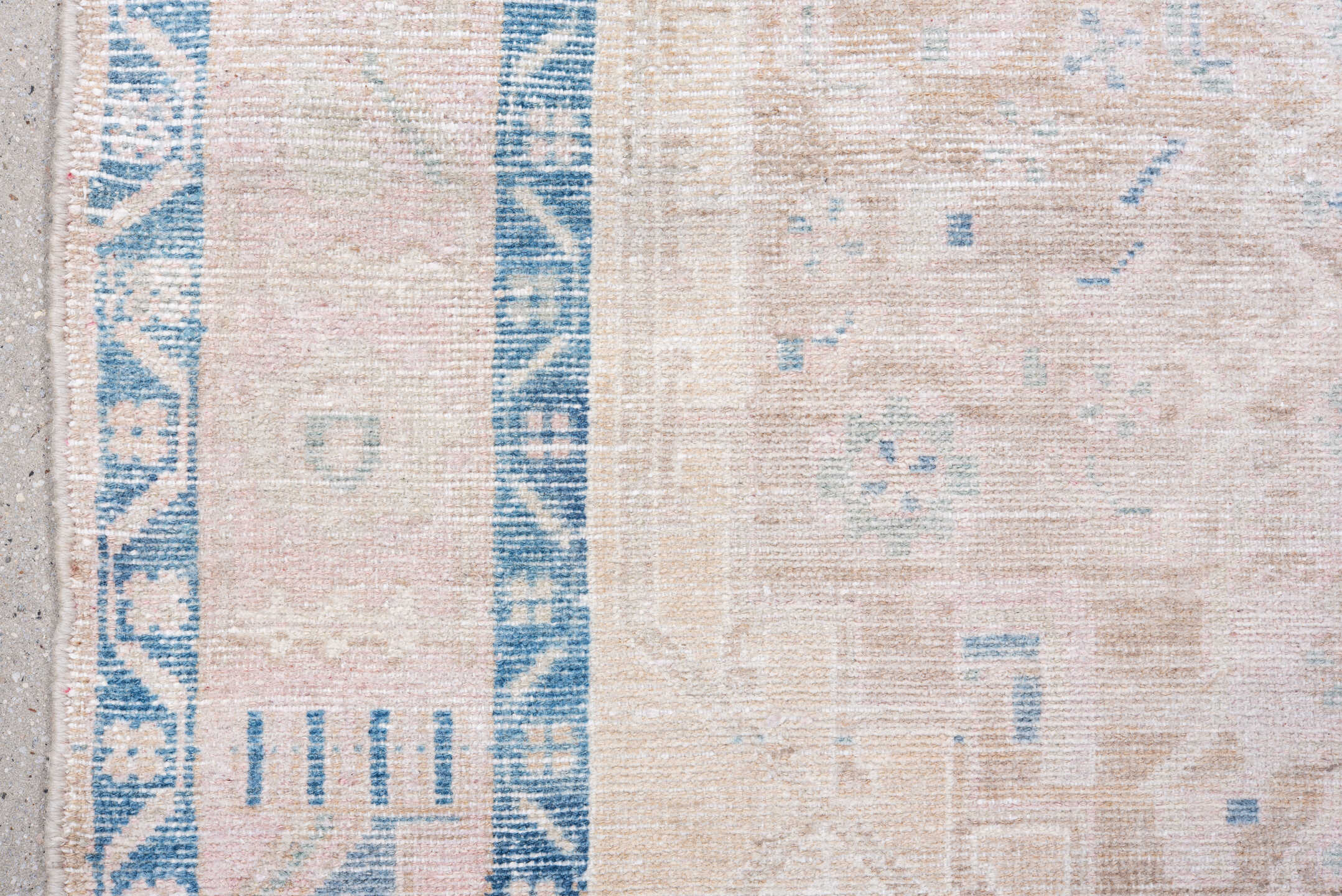 3' x 6' one-of-a-kind handmade antique Hamadan small size rug. Color palette: blush, ivory, sky_blue, powder_blue, cream