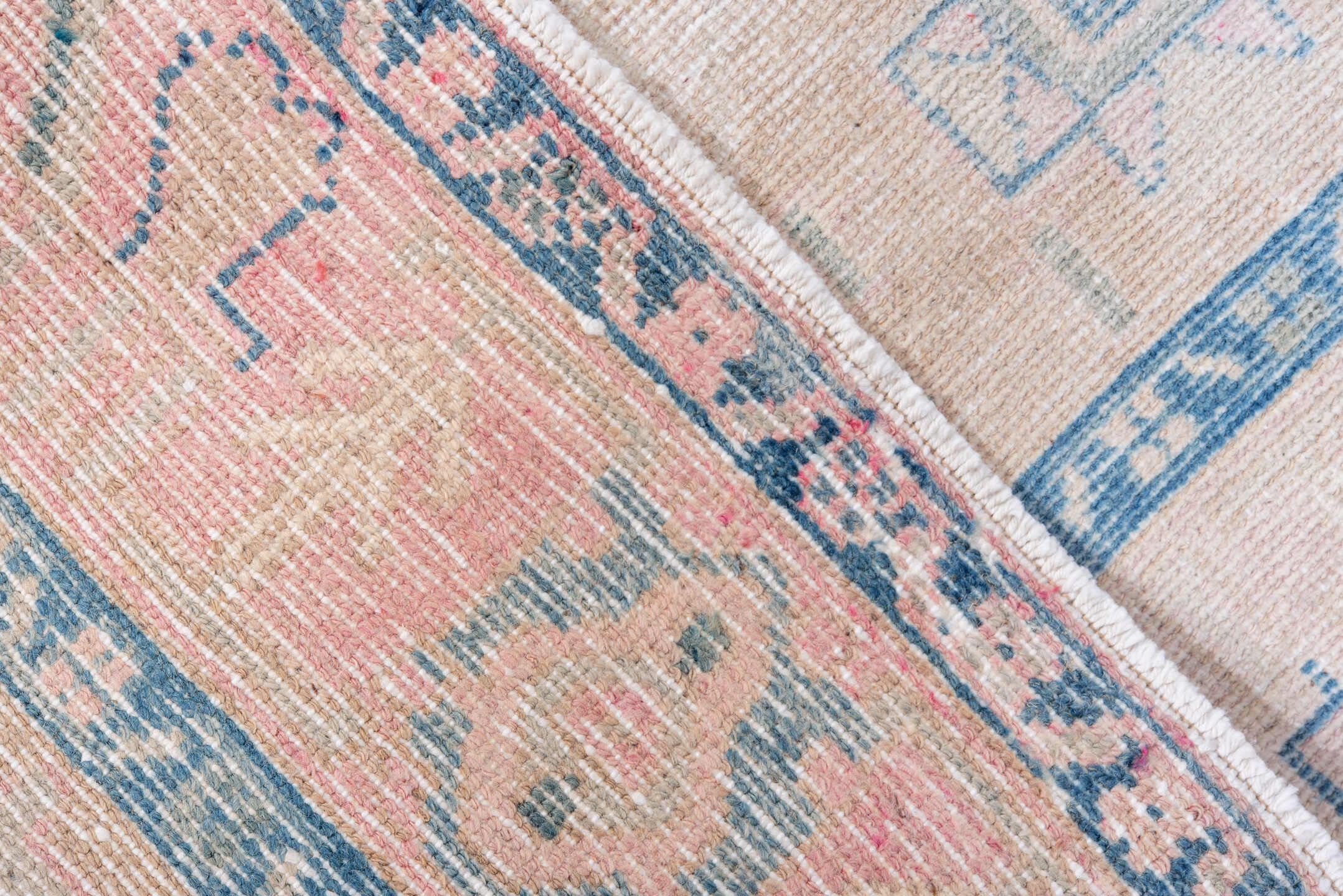 3' x 6' one-of-a-kind handmade antique Hamadan small size rug. Color palette: blush, ivory, sky_blue, powder_blue, cream