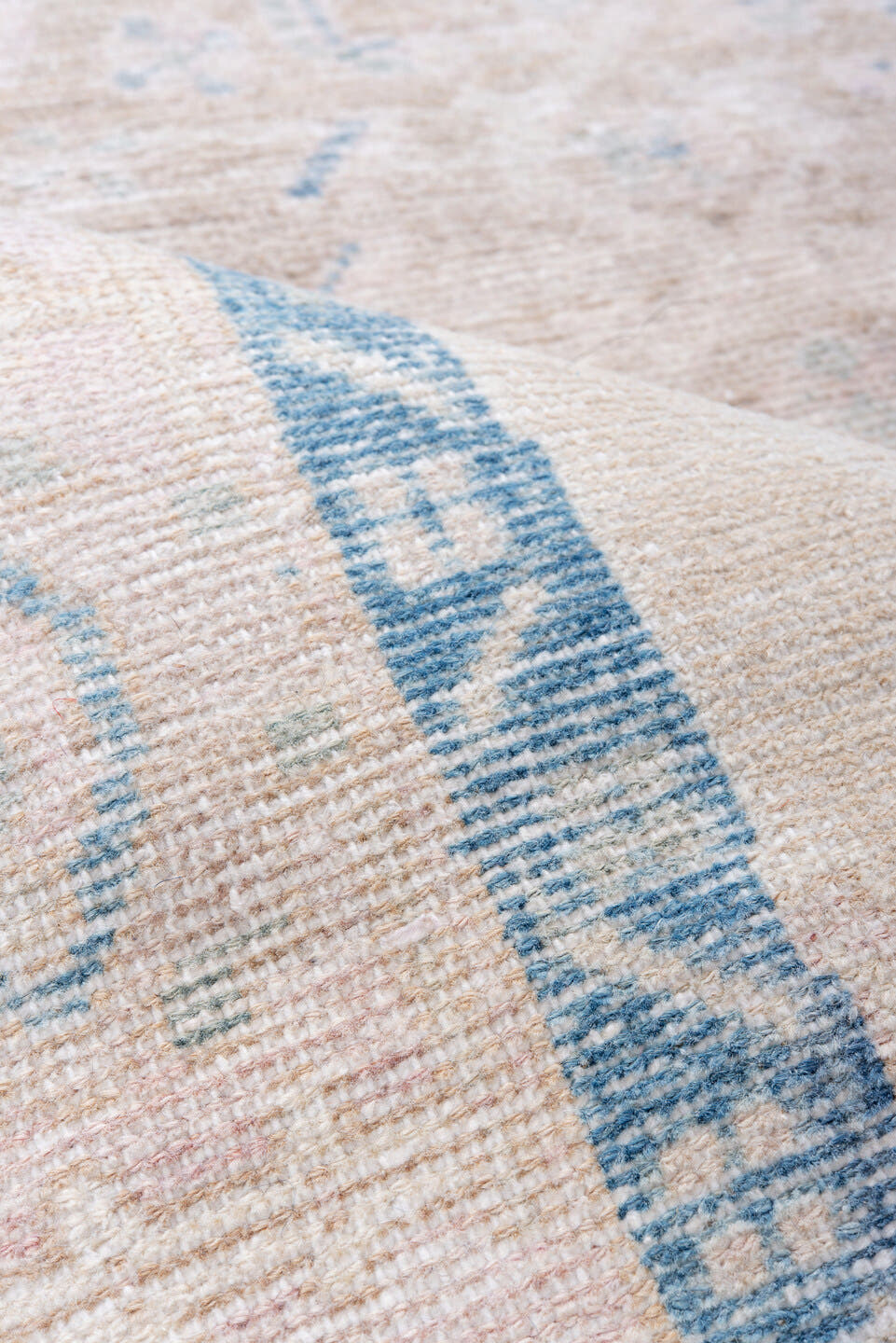 3' x 6' one-of-a-kind handmade antique Hamadan small size rug. Color palette: blush, ivory, sky_blue, powder_blue, cream