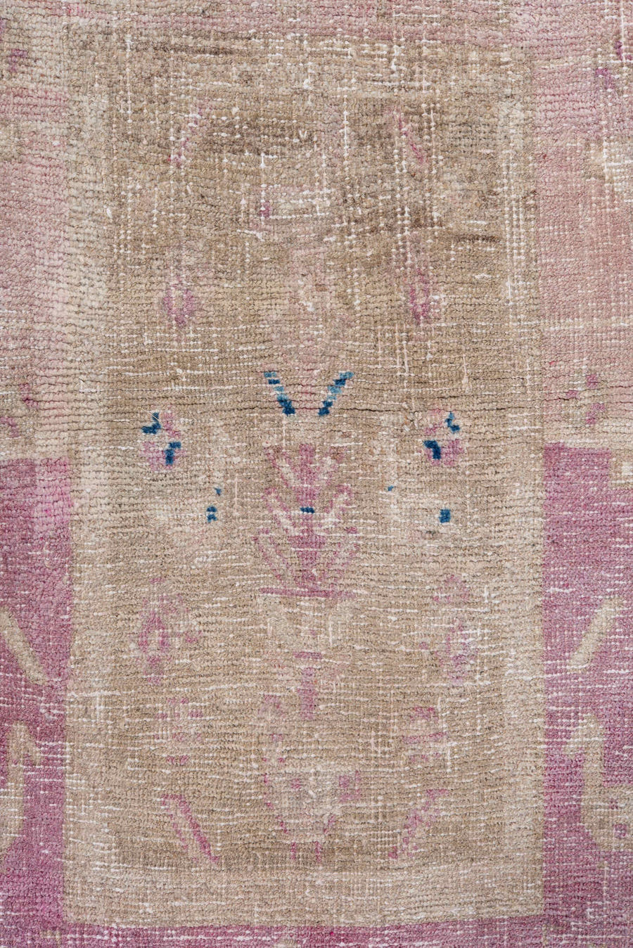 4' x 9' one-of-a-kind handmade antique Bidjar runner rug. Color palette: ivory, beige, blush, taupe, pink, pale blue, gray