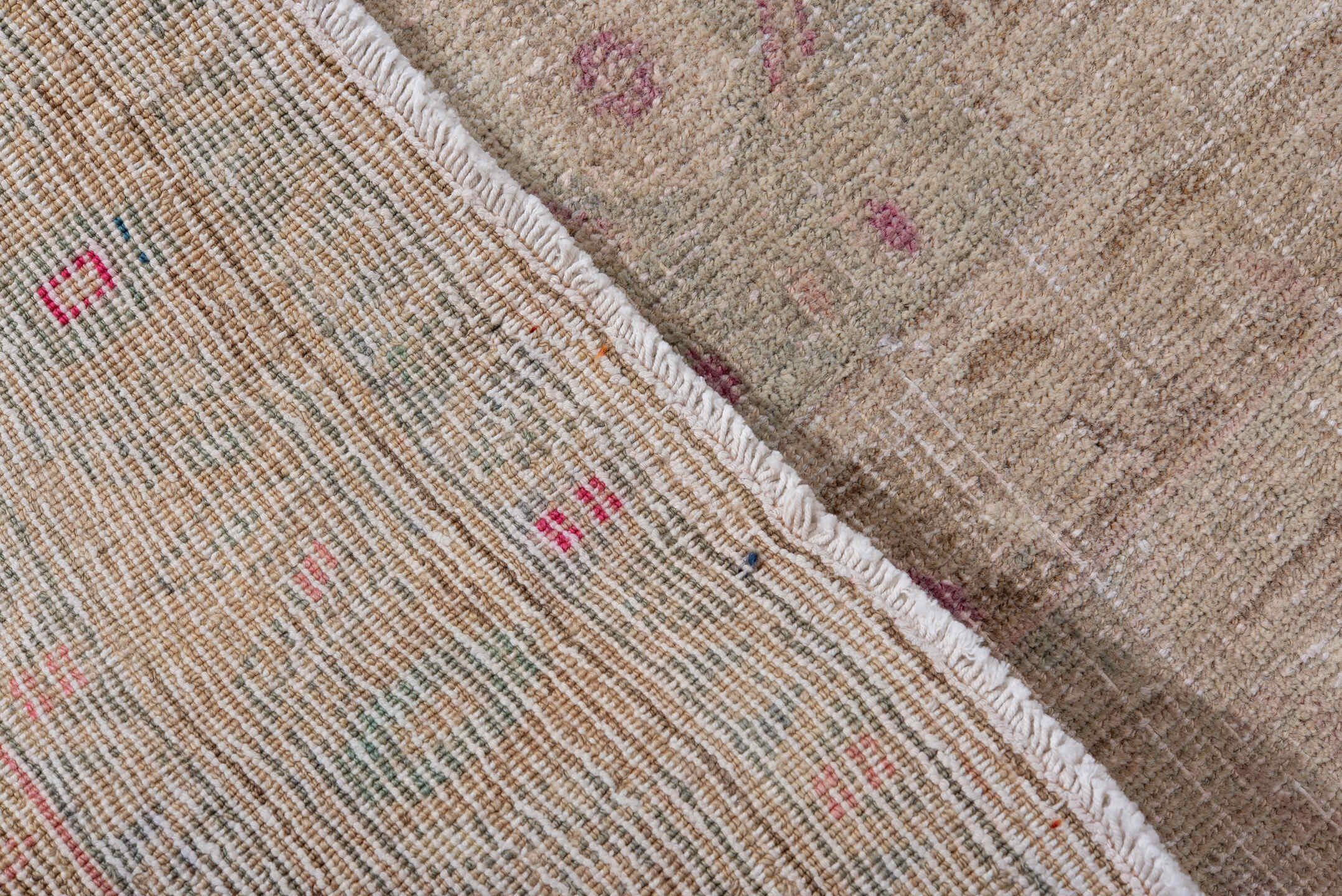 4' x 9' one-of-a-kind handmade antique Bidjar runner rug. Color palette: ivory, beige, blush, taupe, pink, pale blue, gray