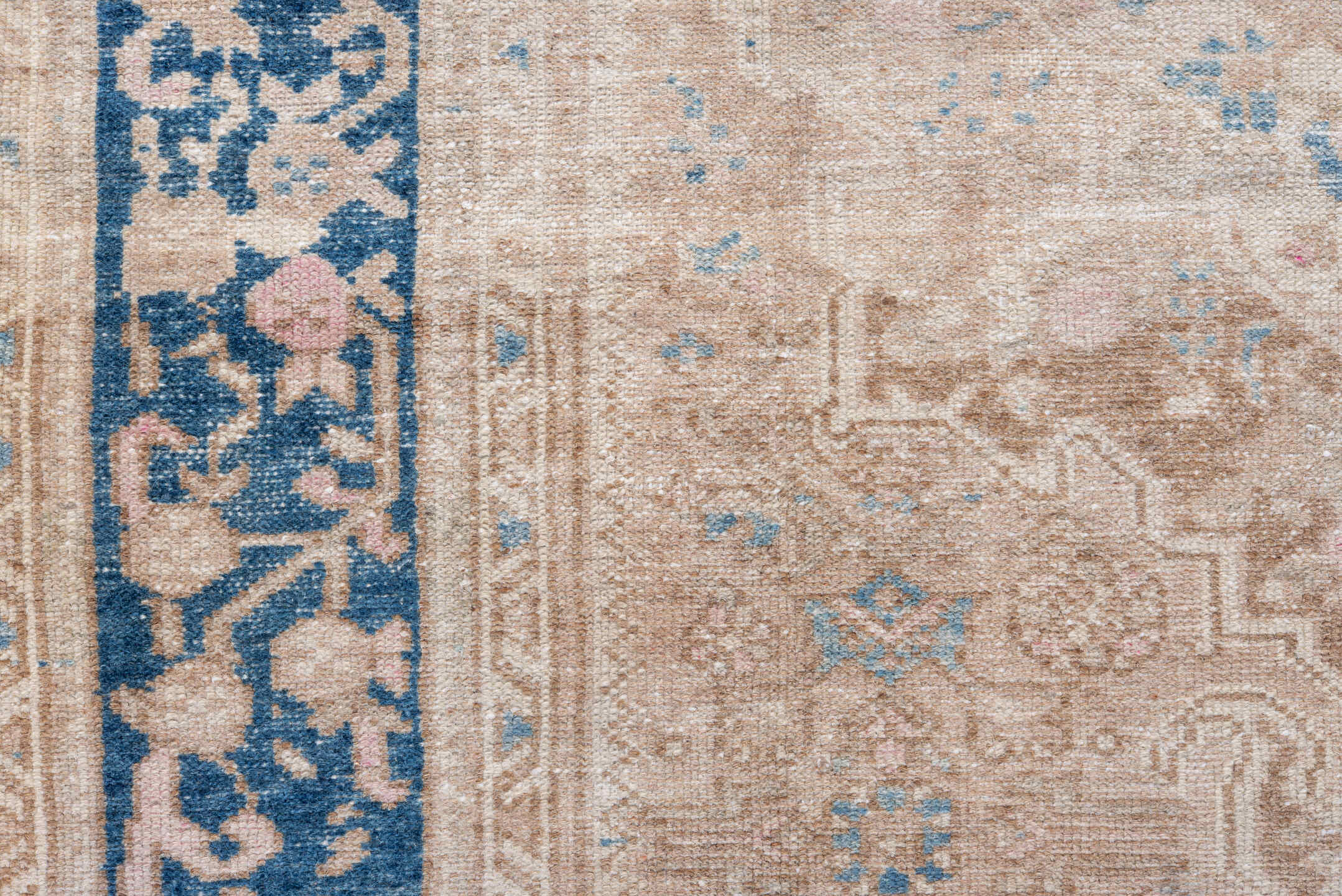 4' x 6' one-of-a-kind handmade antique Hamadan small size rug. Color palette: ivory, beige, sky blue, taupe, camel