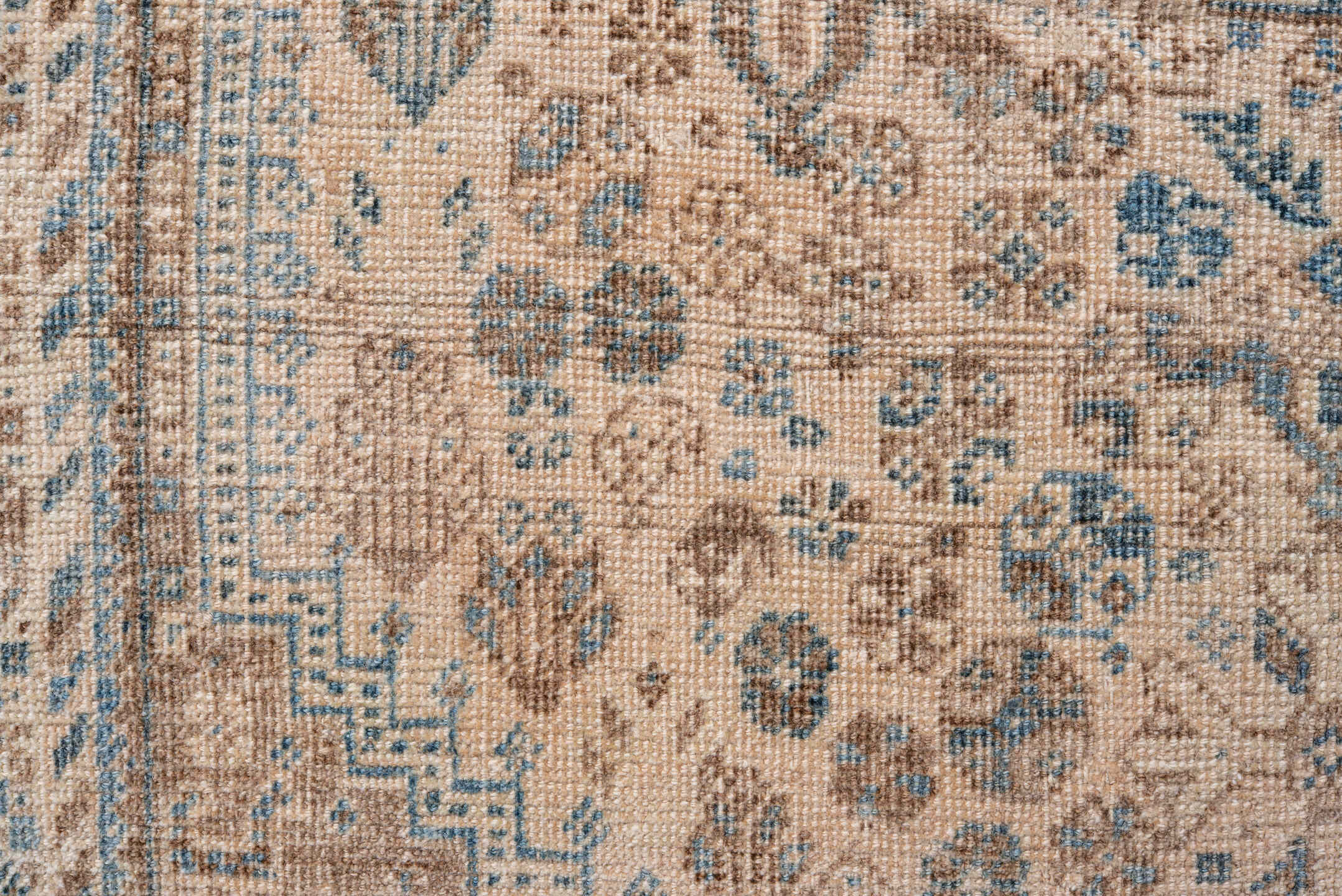 3' x 5' one-of-a-kind handmade antique Shiraz small size rug. Color palette: ivory, sky blue, taupe, beige, camel, slate