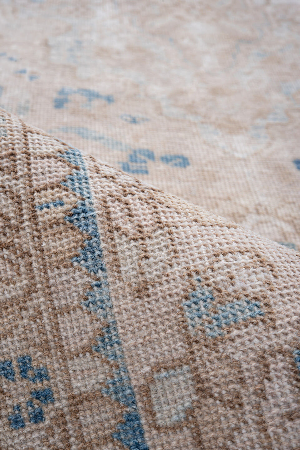 2' x 10' one-of-a-kind handmade vintage Sarab runner rug. Color palette: ivory, beige, sky_blue, taupe, camel, light blue
